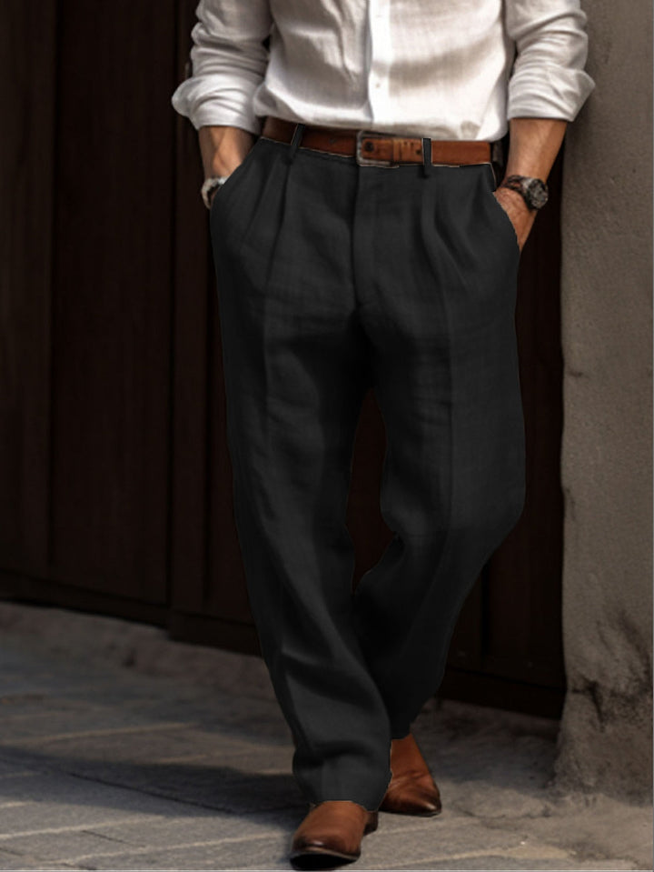 Dionizy | Męskie Spodnie Lniane - Oddychająca Elegancki Casual