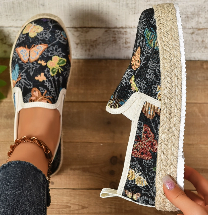 Espadrille na platformie z kwiatowym wzorem – Fleur