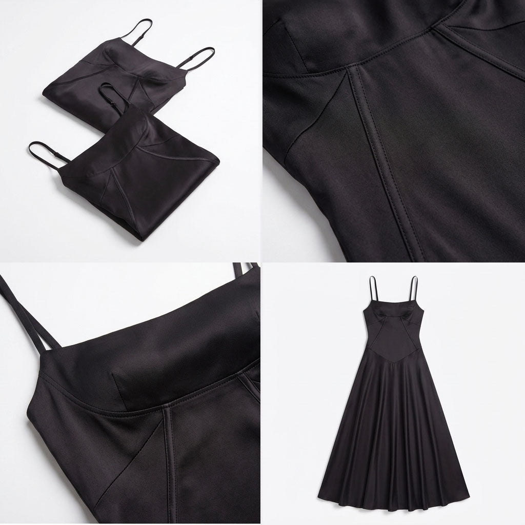 Kaminski | Elegancka Satynowa Sukienka Maxi z Kwadratowym Dekoltem