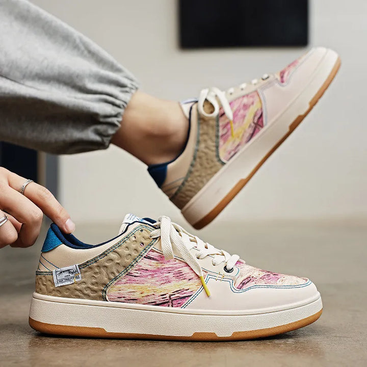 Nikodem | Damskie sneakersy z sznurowaniem i panelami