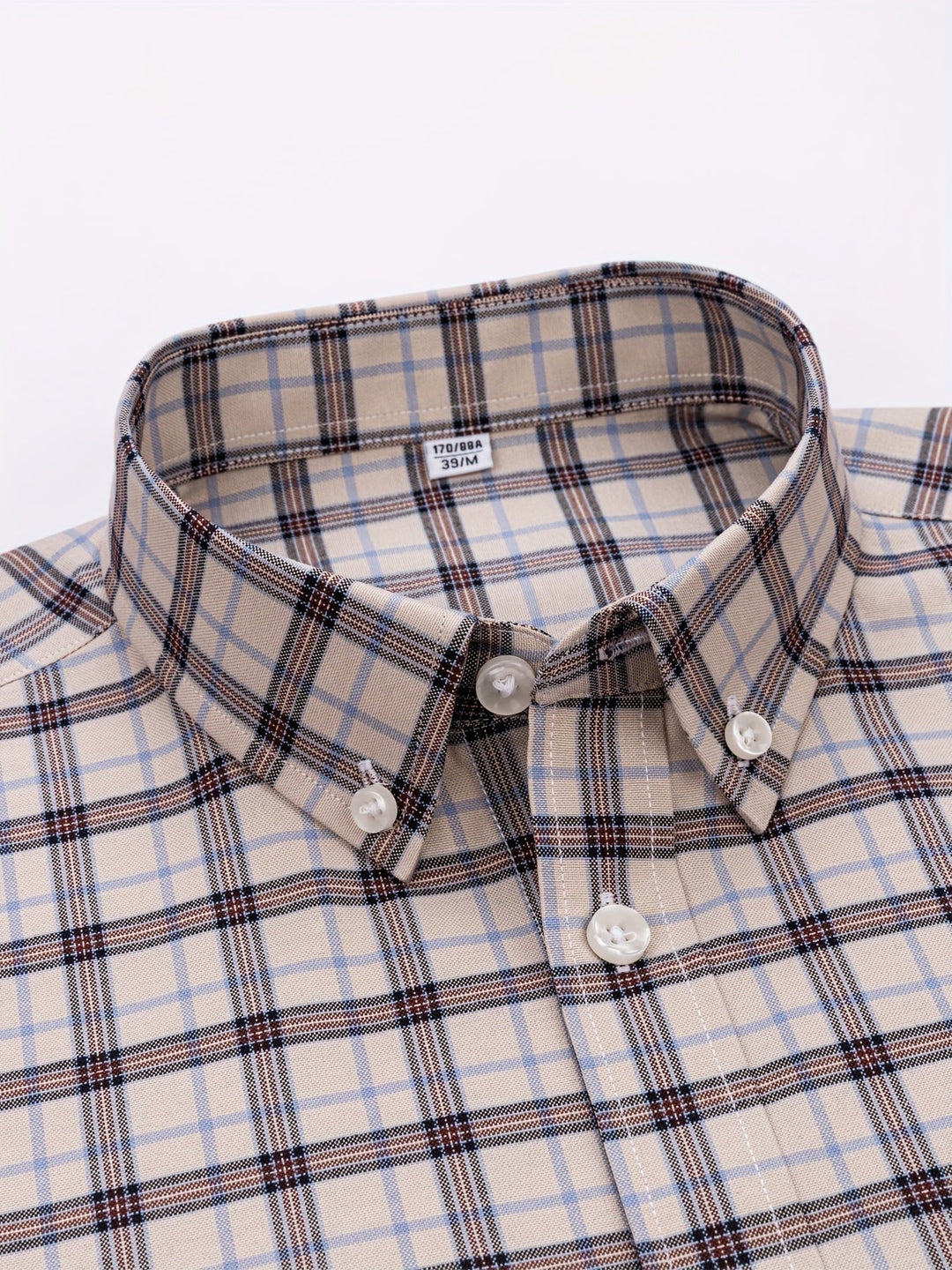 Adam | Męska koszula w kratę z długim rękawem i klasycznym kołnierzykiem