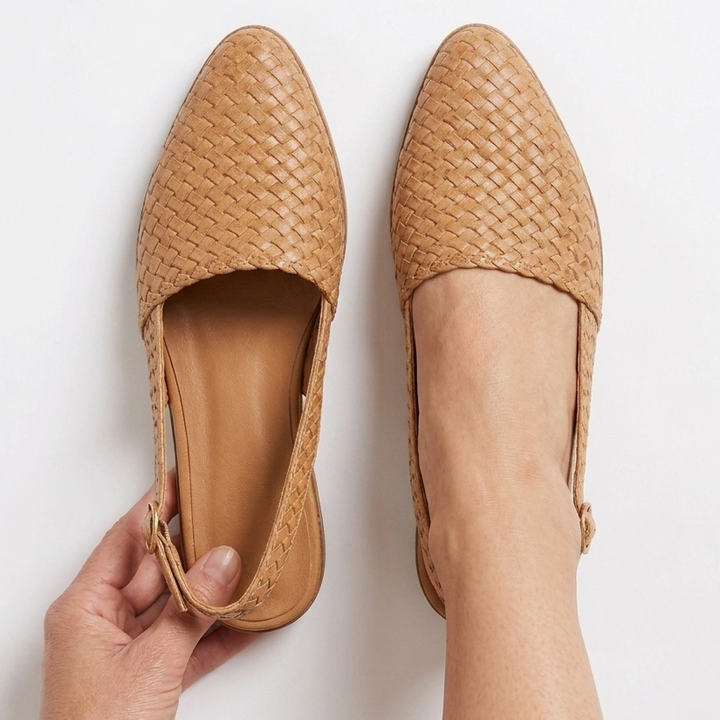 Kaminski | Damskie Plecione Loafersy Slingback z Regulowanym Paskiem
