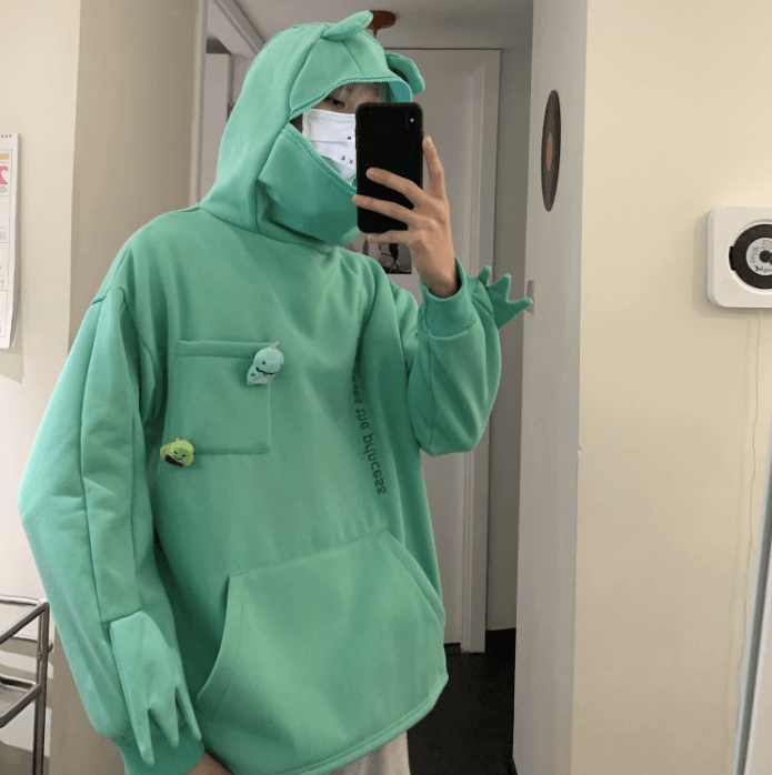 Unisexowy sweter z kapturem z designem żaby – Froggy