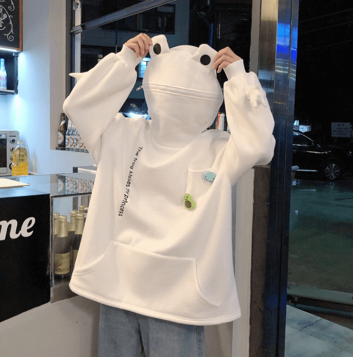 Unisexowy sweter z kapturem z designem żaby – Froggy