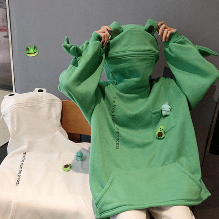 Unisexowy sweter z kapturem z designem żaby – Froggy