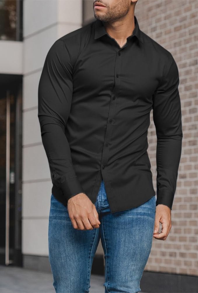 Gładka slim fit koszula męska - David