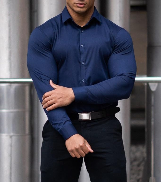 Gładka slim fit koszula męska - David