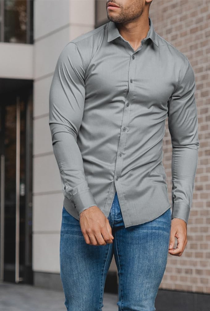 Gładka slim fit koszula męska - David
