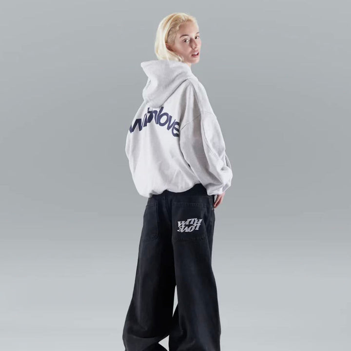 Kaminski | Bluza damska oversize z nadrukiem "Withlove” z kapturem