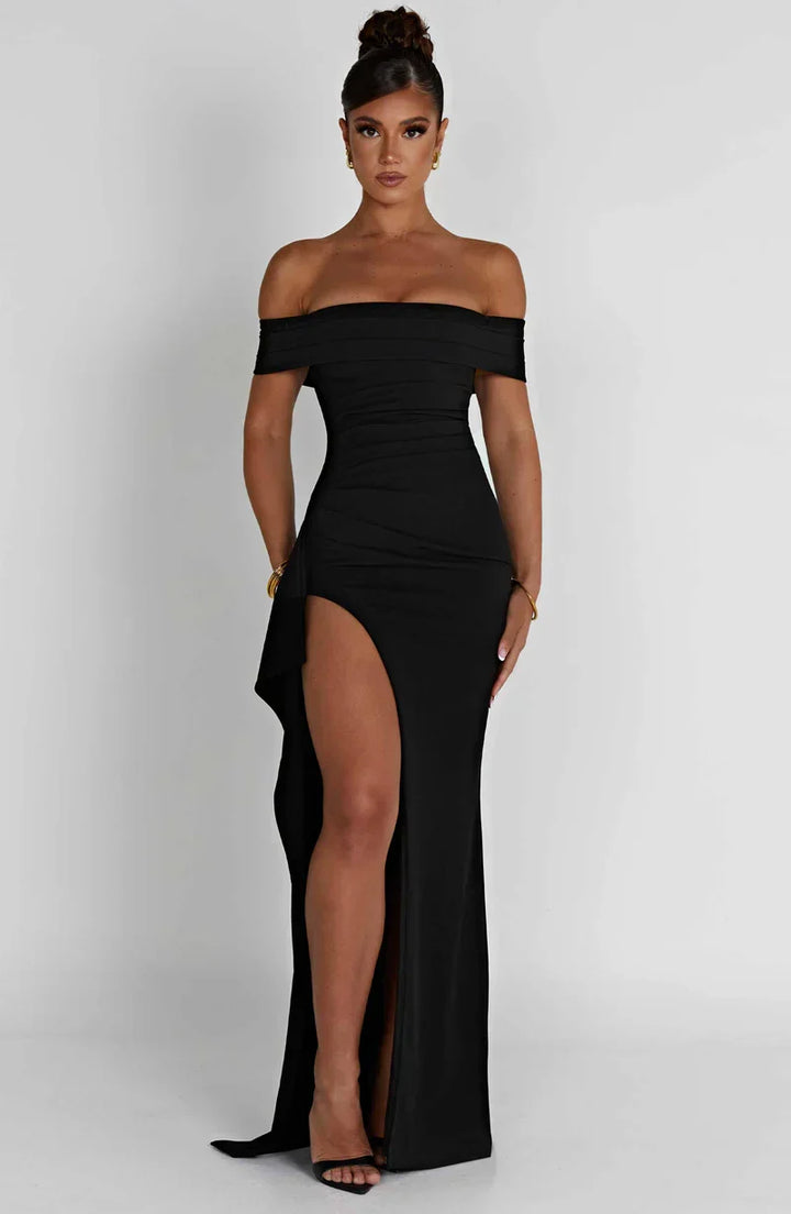 Kaminski | Elegancka sukienka maxi z dekoltem Bardot