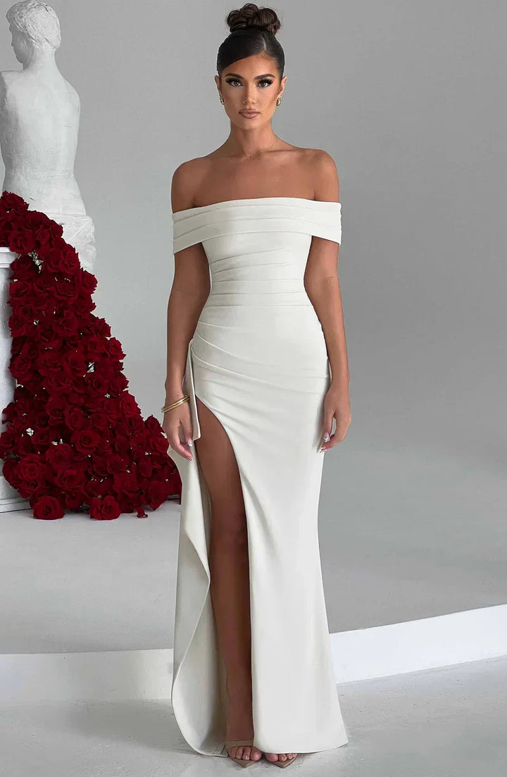 Kaminski | Elegancka sukienka maxi z dekoltem Bardot
