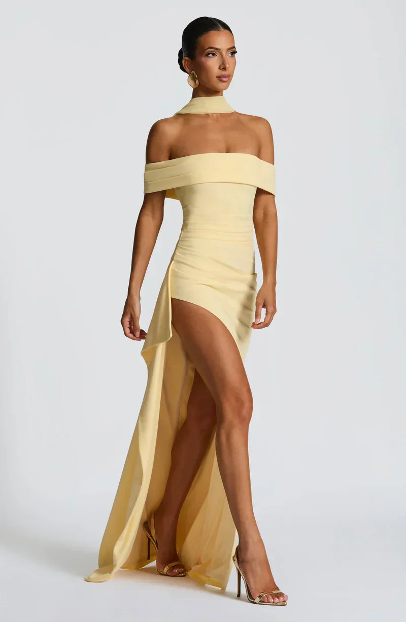 Kaminski | Elegancka sukienka maxi z dekoltem Bardot