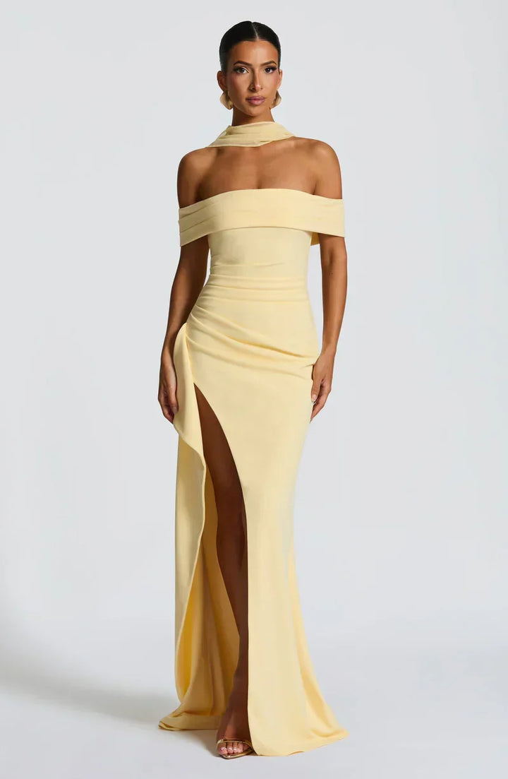 Kaminski | Elegancka sukienka maxi z dekoltem Bardot