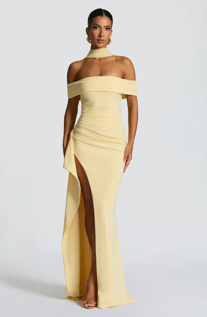 Kaminski | Elegancka sukienka maxi z dekoltem Bardot