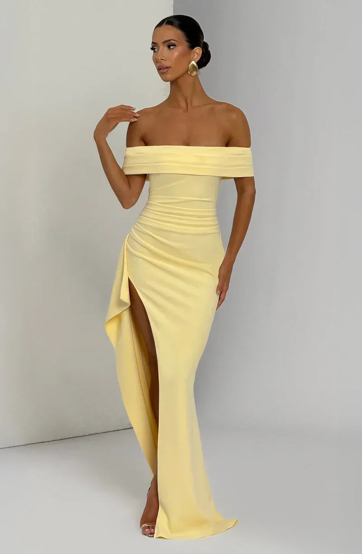 Kaminski | Elegancka sukienka maxi z dekoltem Bardot