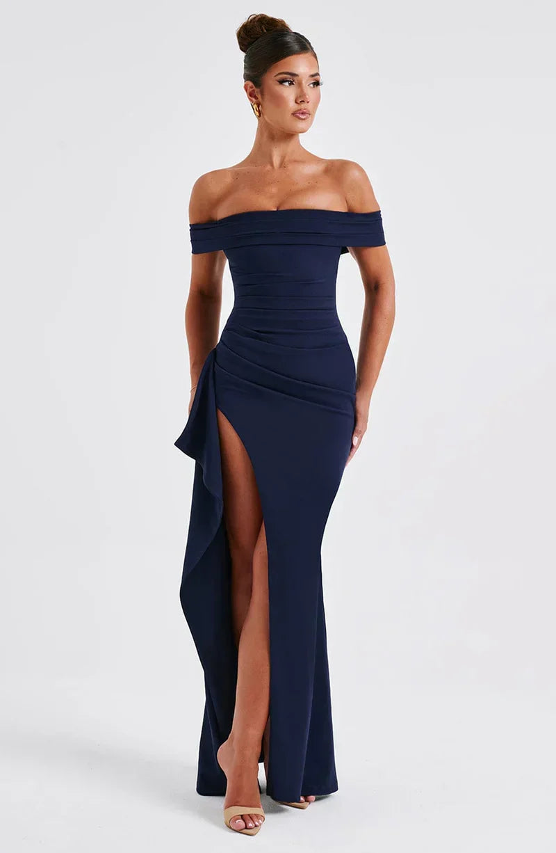 Kaminski | Elegancka sukienka maxi z dekoltem Bardot