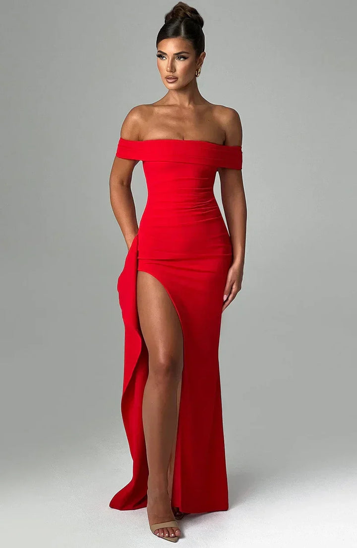Kaminski | Elegancka sukienka maxi z dekoltem Bardot