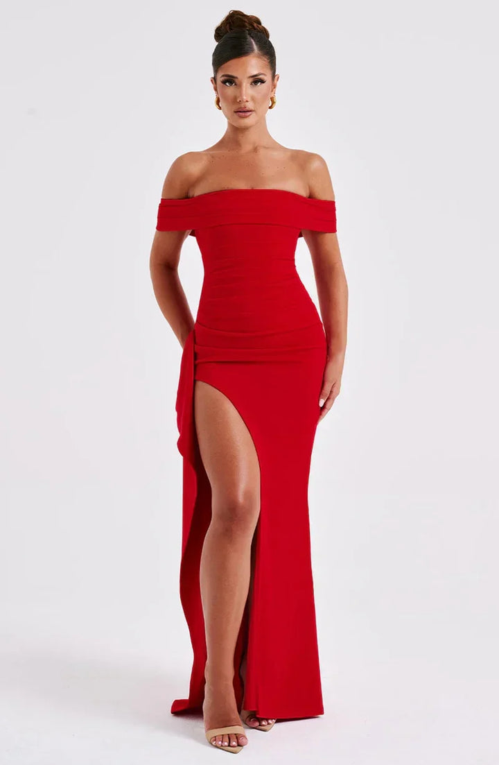 Kaminski | Elegancka sukienka maxi z dekoltem Bardot