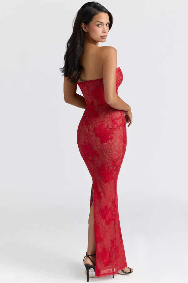 Kaminski | Elegancka koronkowa sukienka maxi sweetheart