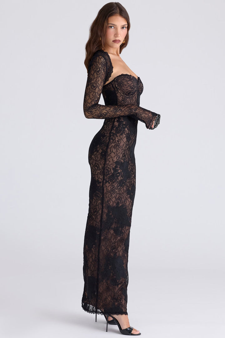 Kaminski | Elegancka koronkowa sukienka maxi sweetheart