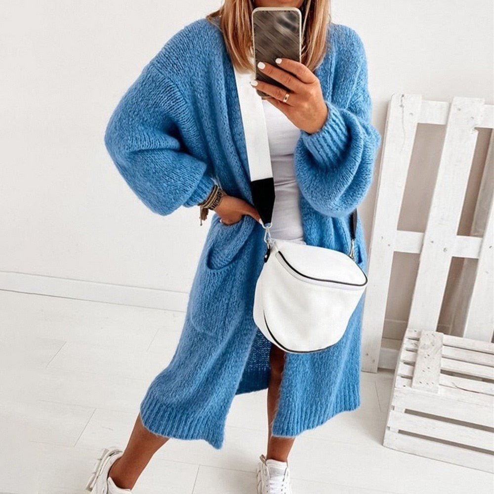 Miękko dziergany, oversize damski sweter - Sienna