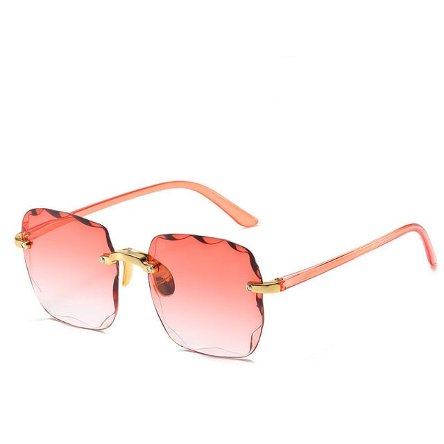 Modne okulary przeciwsłoneczne bez oprawek z ochroną UV400 w vintage'owym stylu – Clea