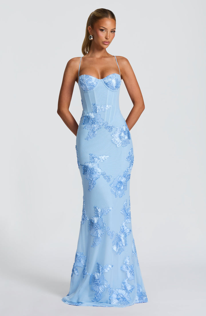 Kaminski | Elegancka sukienka maxi z kwiatowym haftem 3D