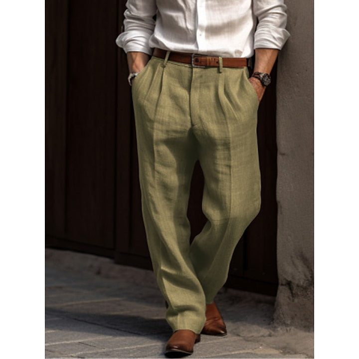 Dionizy | Męskie Spodnie Lniane - Oddychająca Elegancki Casual