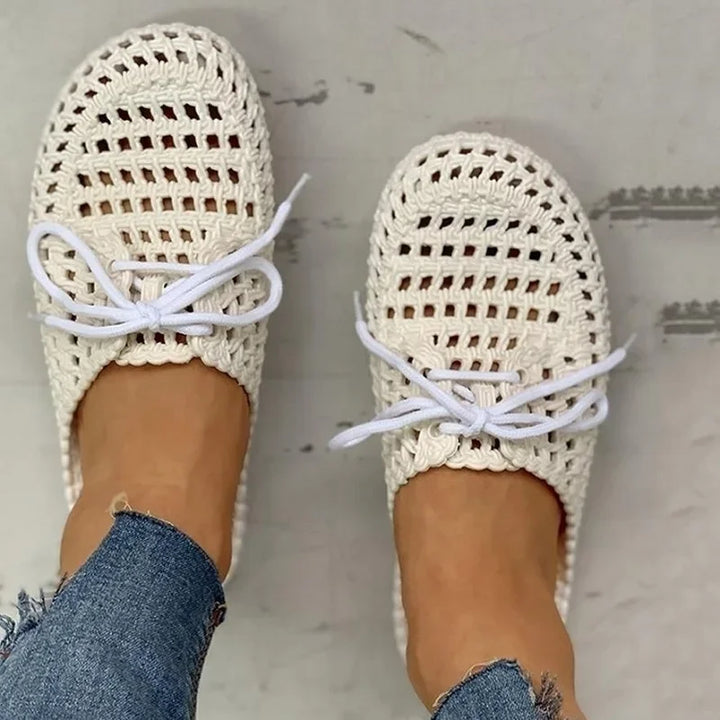 Oddychające damskie loafersy na zewnątrz z otwartą częścią palcową – Linaya