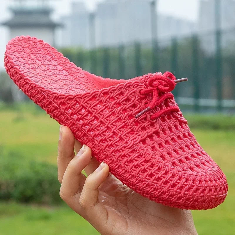 Oddychające damskie loafersy na zewnątrz z otwartą częścią palcową – Linaya