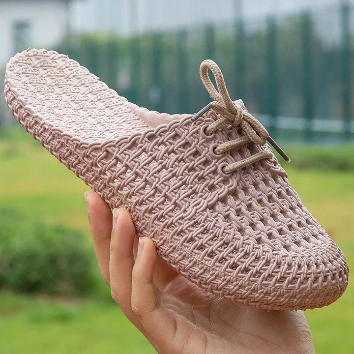 Oddychające damskie loafersy na zewnątrz z otwartą częścią palcową – Linaya