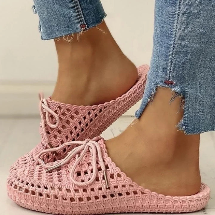 Oddychające damskie loafersy na zewnątrz z otwartą częścią palcową – Linaya
