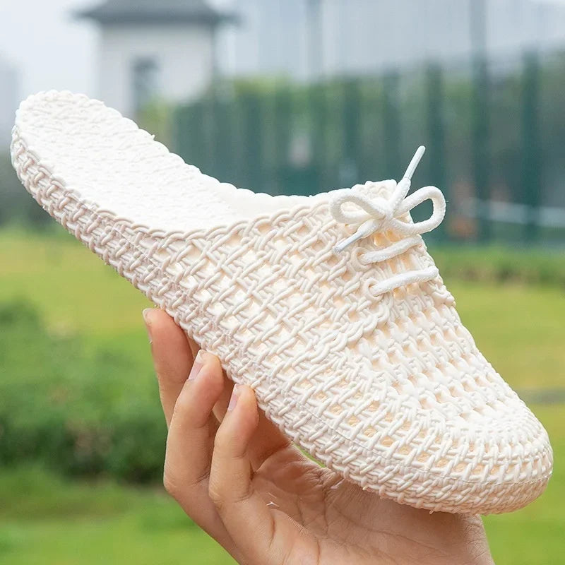 Oddychające damskie loafersy na zewnątrz z otwartą częścią palcową – Linaya