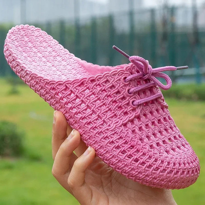 Oddychające damskie loafersy na zewnątrz z otwartą częścią palcową – Linaya