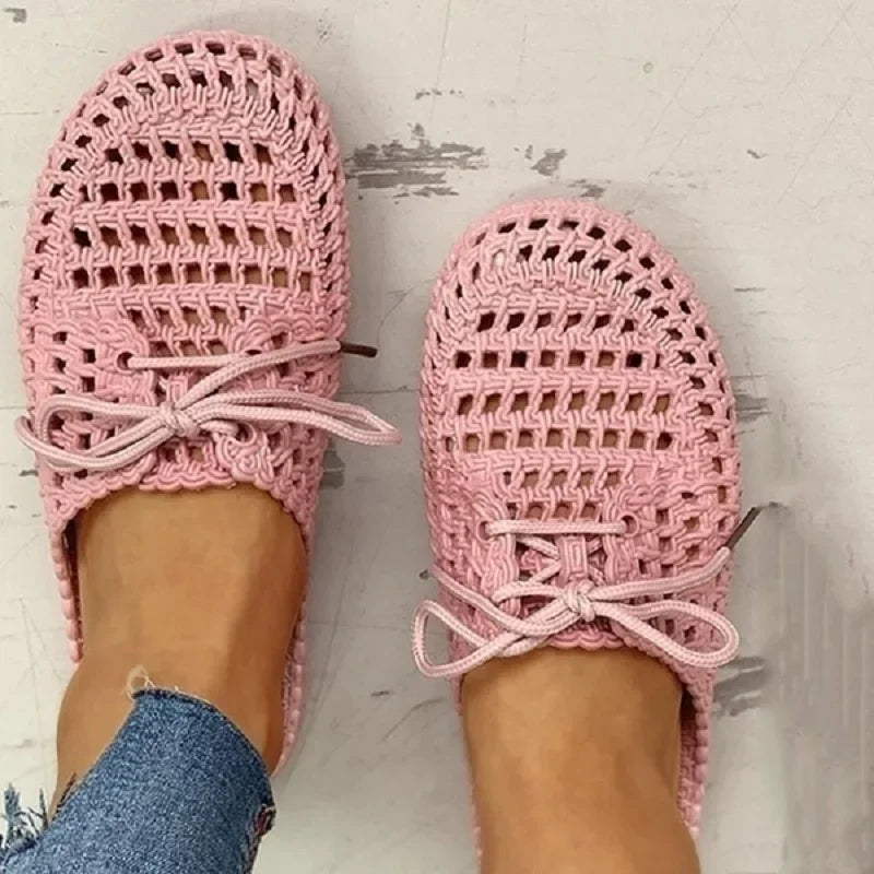 Oddychające damskie loafersy na zewnątrz z otwartą częścią palcową – Linaya
