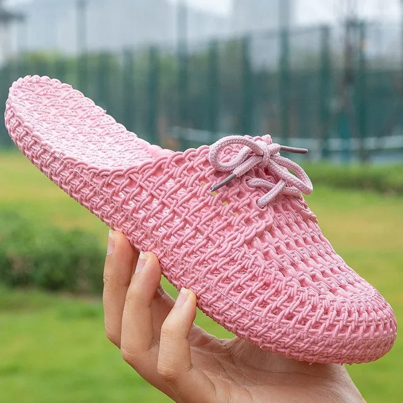 Oddychające damskie loafersy na zewnątrz z otwartą częścią palcową – Linaya