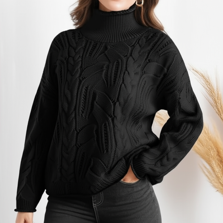 Weronika | Stylowy sweter damski z golfem i dekoracyjnym splotem
