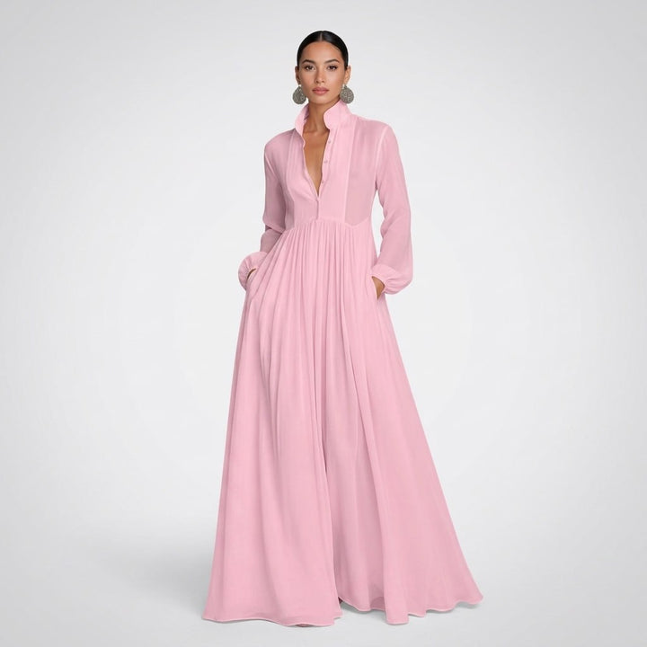 Kaminski | Elegancka Sukienka Maxi z Guzikami i Kieszeniami