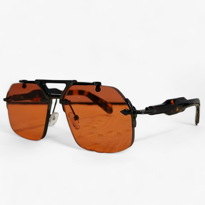 Randlose Oversized okulary przeciwsłoneczne z metalowymi akcentami – Vexor