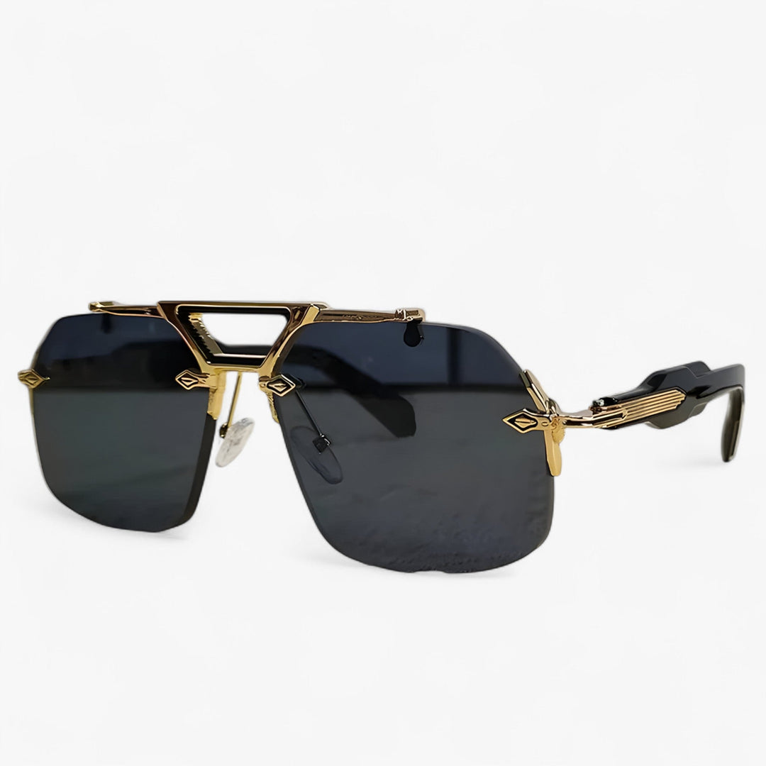 Randlose Oversized okulary przeciwsłoneczne z metalowymi akcentami – Vexor