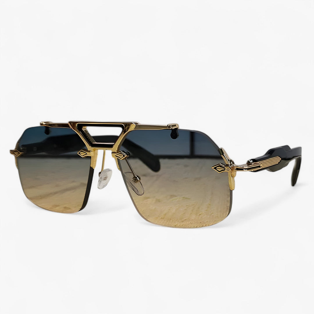 Randlose Oversized okulary przeciwsłoneczne z metalowymi akcentami – Vexor