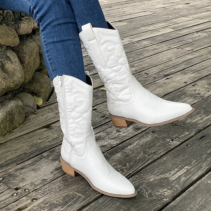 Retro Western Cowboy Damskie Botki - Daisy