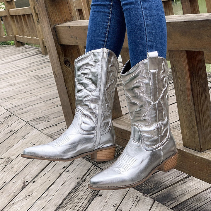 Retro Western Cowboy Damskie Botki - Daisy