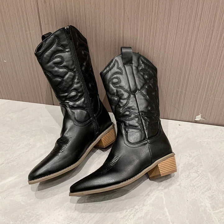 Retro Western Cowboy Damskie Botki - Daisy