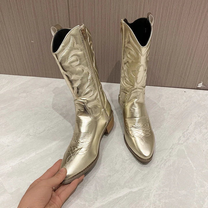 Retro Western Cowboy Damskie Botki - Daisy