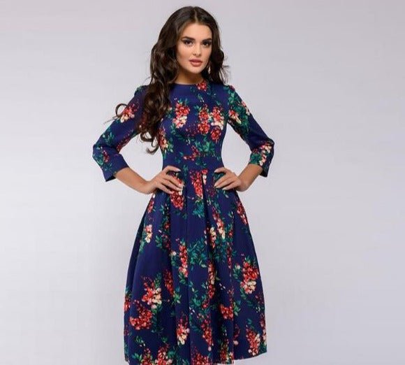 Retro sukienka w kwiatowy wzór – Florina