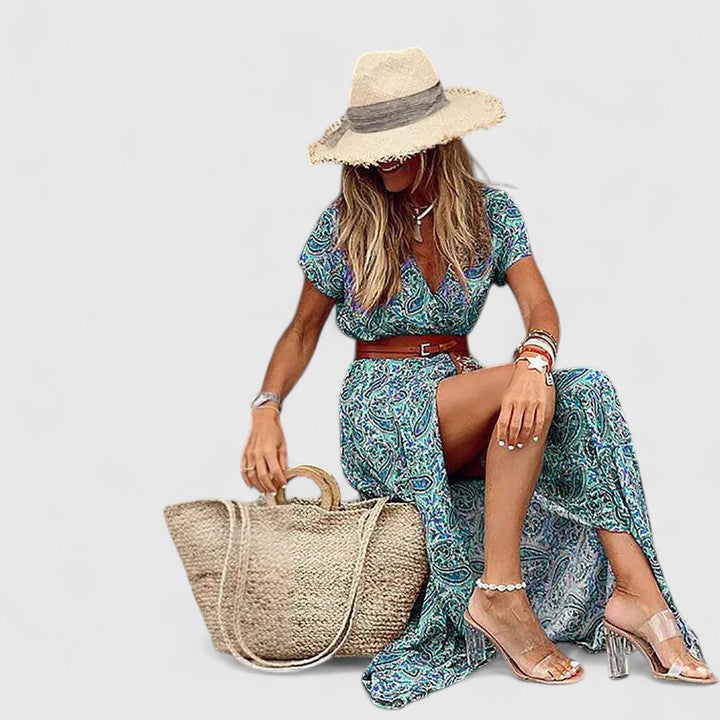 Damska Boho Sukienka Maxi z Zwiewnym Krojem na Lato