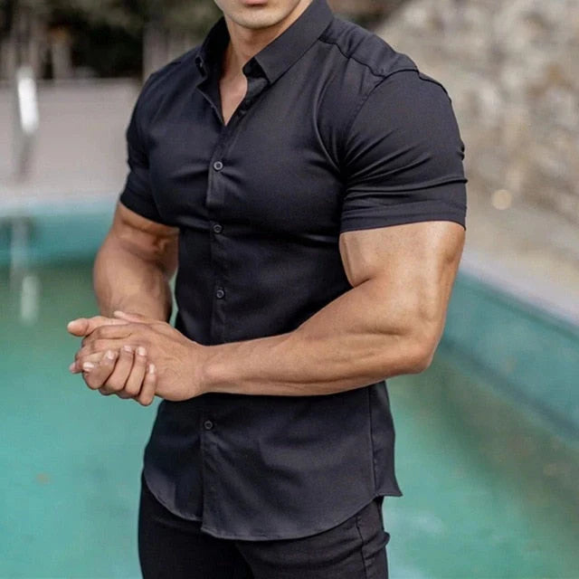 Strak Stretch Męska Koszula z Krótkim Rękawem - Luca