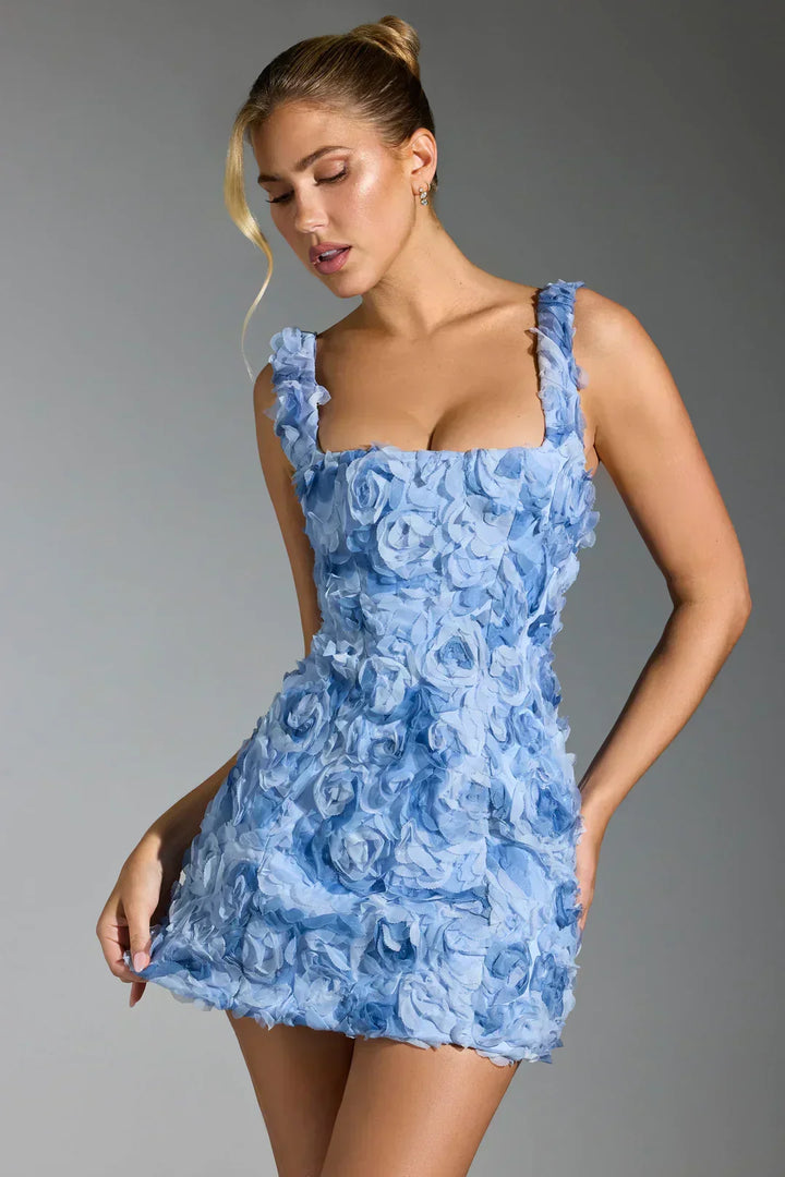 Sukienka mini z koronką w kwiaty - Fleur