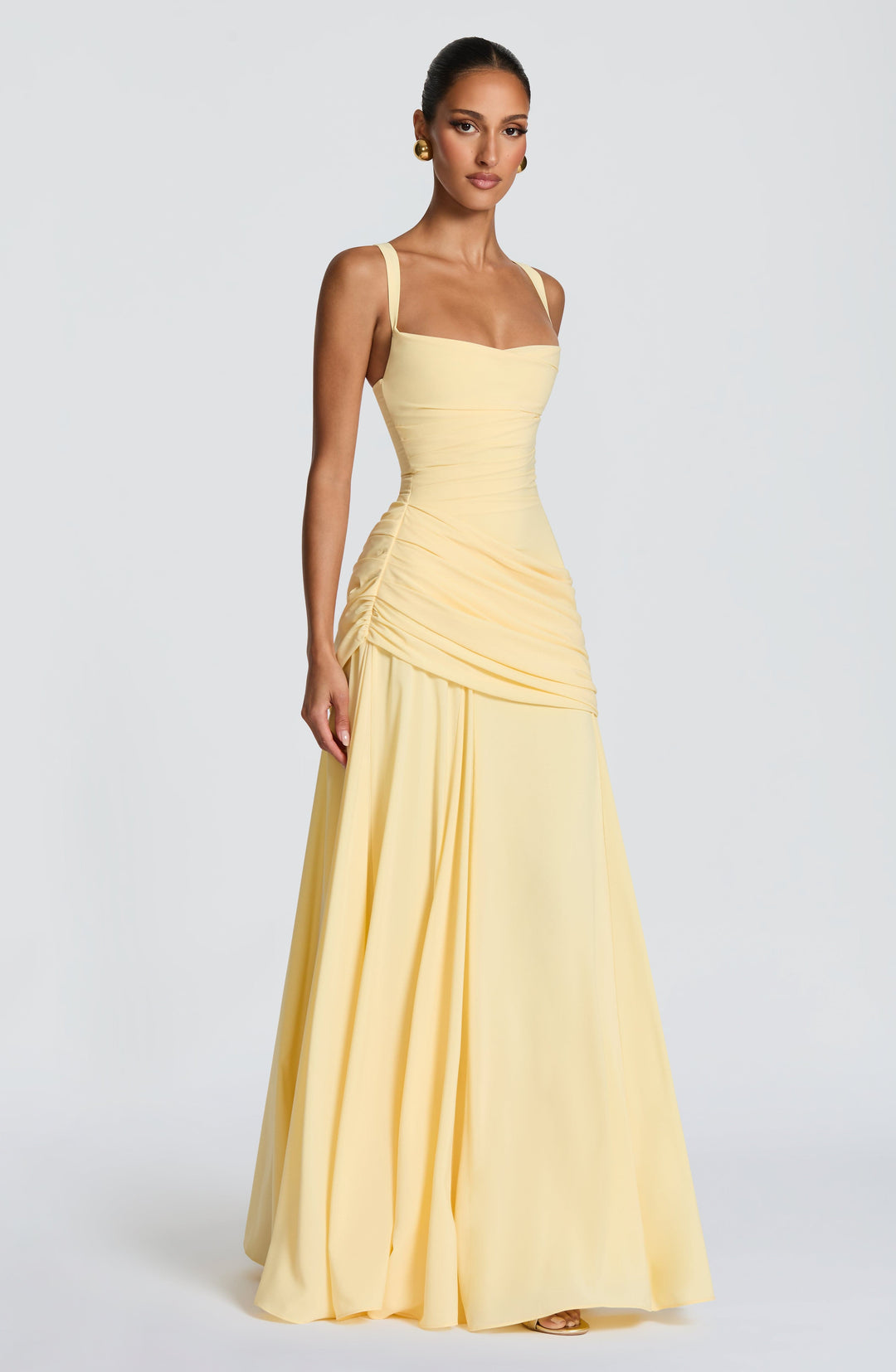 Kaminski | Elegancka sukienka maxi z drapowaniem